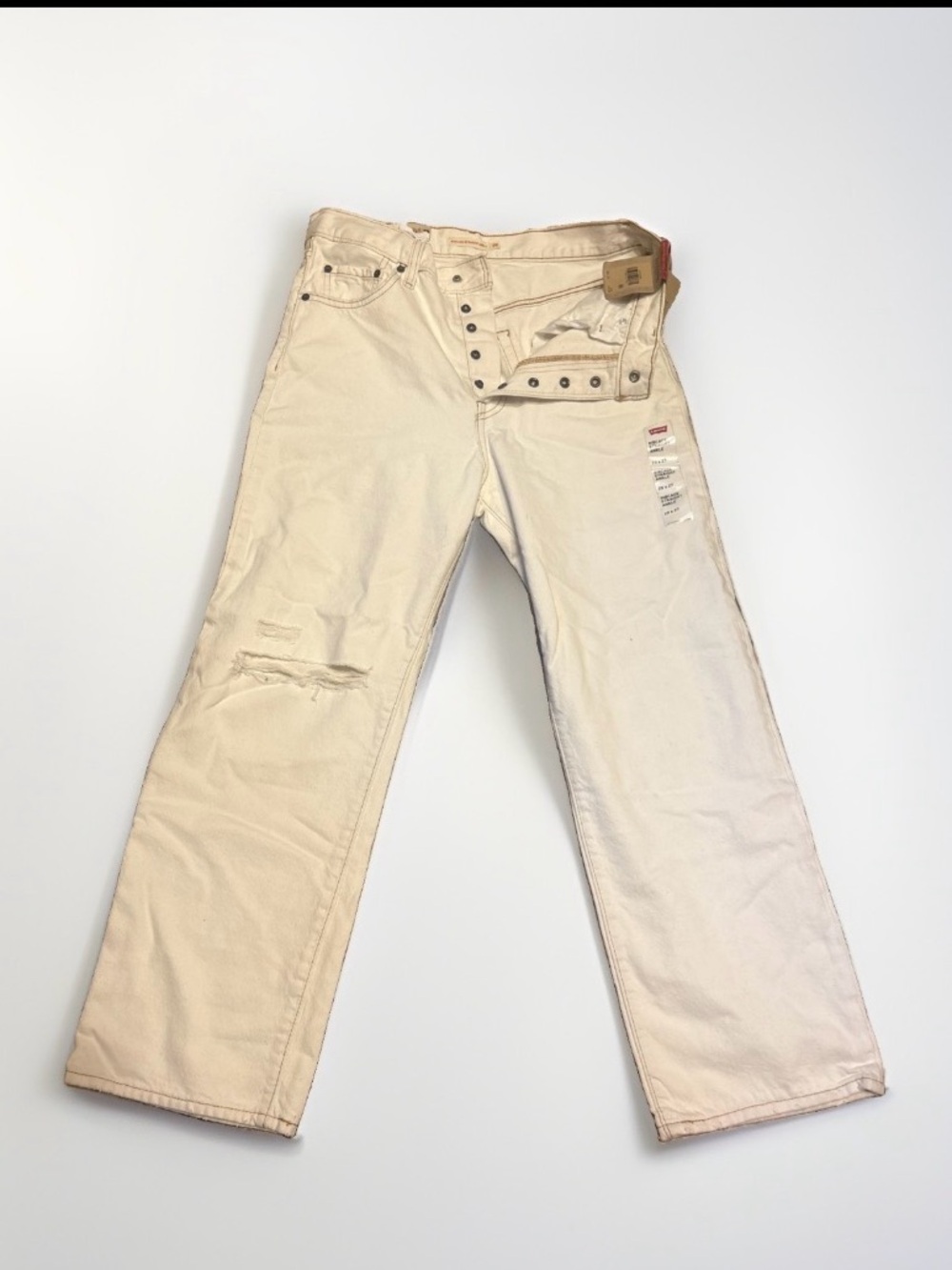 Levi's Cream High-Rise Straight Jeans